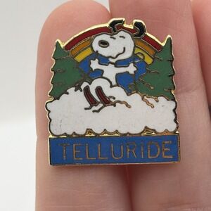 Telluride Ski Resort Colorado Snoopy Peanuts Skiing Snow Mountain Lapel Hat Pin